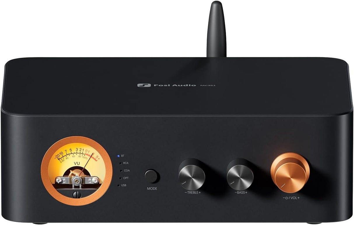 Fosi Audio MC351 2.1 Channel Integrated Amplifier with DAC, VU Meter and Bluetooth