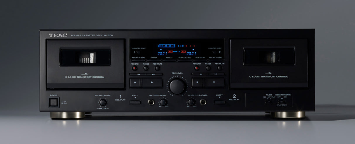Teac W-1200 Dual-well Cassette Player/Recorder with Mic Input & Pitch Control
