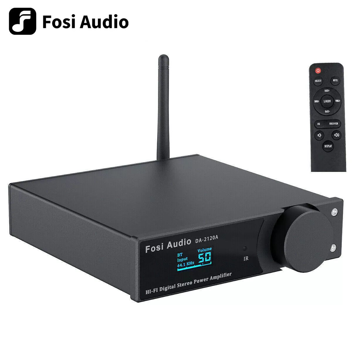 Fosi Audio DA2120A Bluetooth Amplifier Stereo Receiver 2 CH Audio Wireless Amp, DAC SPDIF Hi-Fi Compact Mini Integrated Class D Power Amp